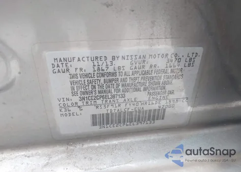 2014 Nissan Versa Note S (Sr) from USA, damaged, VIN 3N1CE2CP6EL397133